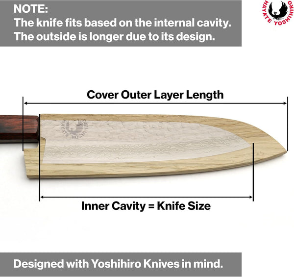 Magnetic Oak Wood Saya Cover Blade Protector for Santoku (180Mm)7In8