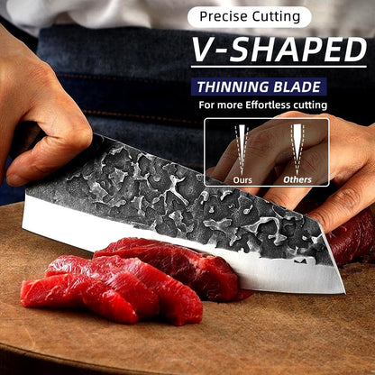 Meat Cleaver, 7 Inch Butcher Kitchen Knife Stainless Steel Slicing Knives with Sheath6
