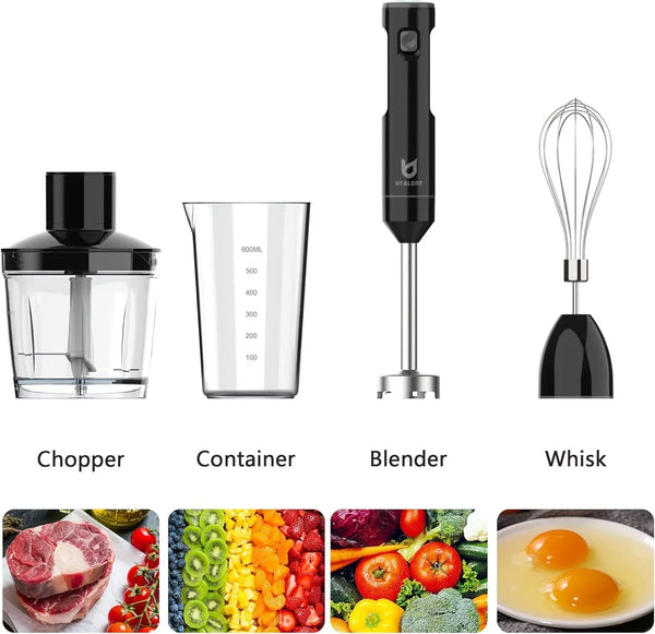 Cordless Hand Blender with Chopper for Smoothies, Baby Food & Soups | Variable Speed Immersion Blender, Brushless Motor, USB-C Rechargeable, Long-Lasting, 500Ml Chopper, 600Ml Vessel, Egg Whisk3