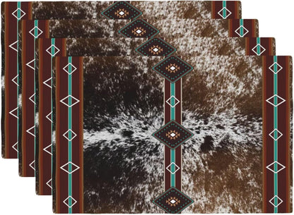 Western Aztec Placemats Rectangle Linen Table Placemet Set of 41