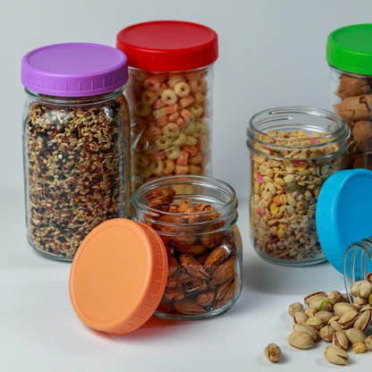 9 Wide Mouth Mason Jar Lids with Silicone Ring,Thickened Leak-Proof Lids Fit Ball,Kerr and More, 9 Color Plastic Lids, 86Mm Plastic Mason Jar Lids5