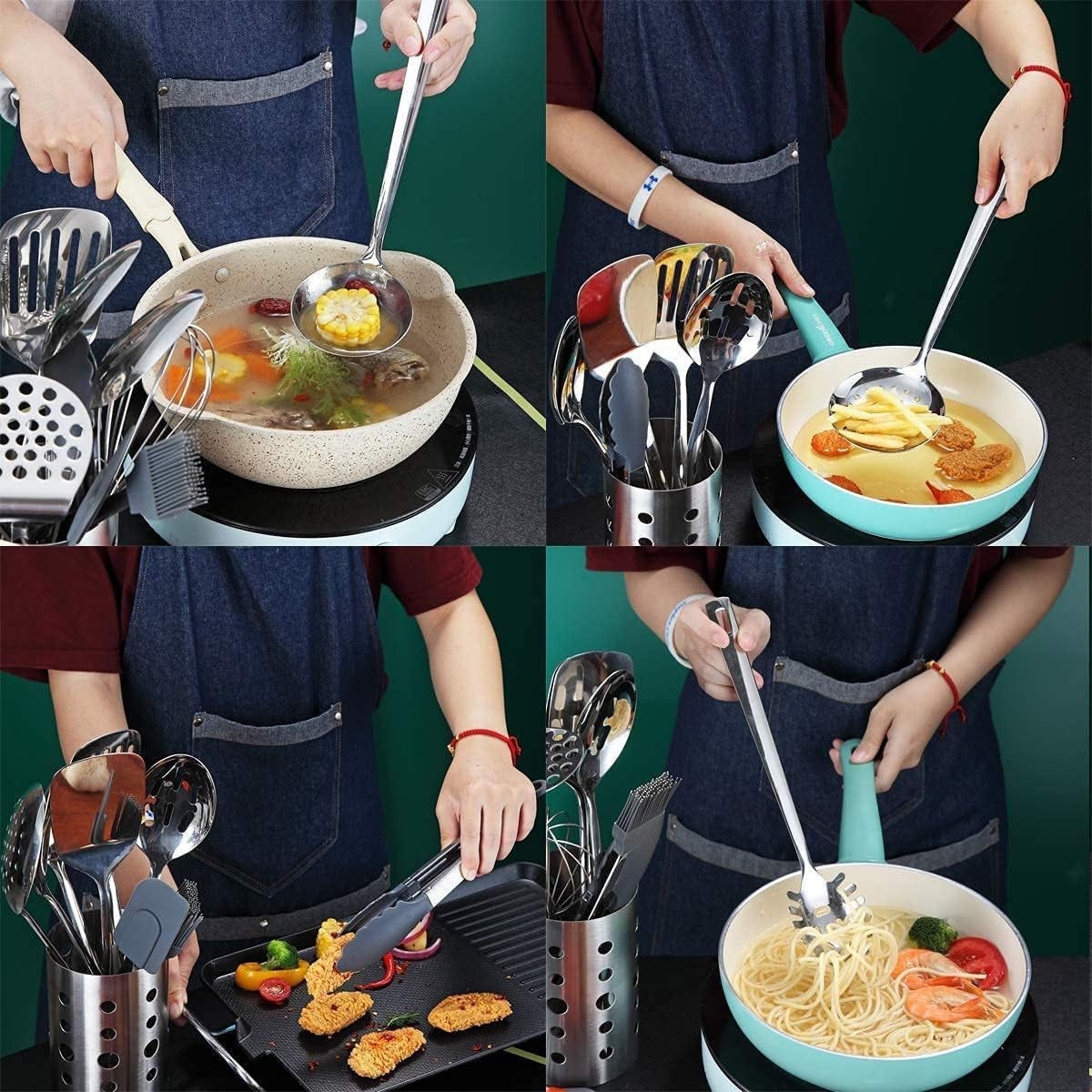 stainless-steel-cooking-utensils-set-13-pieces-kitchen-utensils-set-kitchen-tools-set-with-utensil-holder-non-stick-and-heat-resistant-dishwasher-safe-easy-to-clean-13-packs