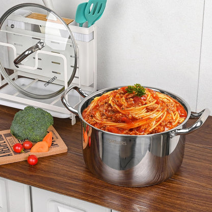 Stainless Steel Stock Pot - 8 Quart, Soup Pot Induction Compatible, Cooking Pot with Riveted Handle, Oven & Dishwasher Safe8