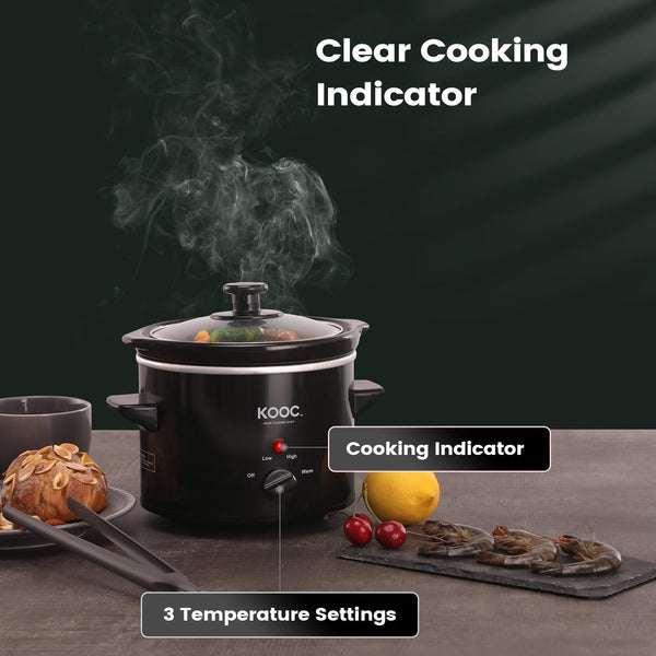 Small Slow Cooker, 2-Quart, Free Liners Included for Easy Clean-Up, Upgraded Ceramic Pot, Adjustable Temp, Nutrient Loss Reduction, Stainless Steel, Black, Round…5