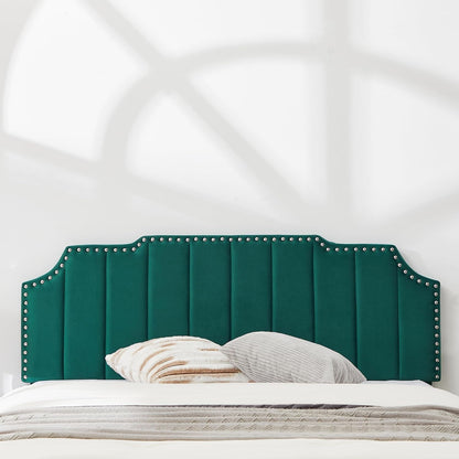 Full Size Velvet Upholstered Platform Bed Frame with Nailhead Trim,Tufted Height Adjustable Headboard,Full Bed with Wooden Slats/Mattress Foundatio/No Box Spring Needed/Under Bed Storage9