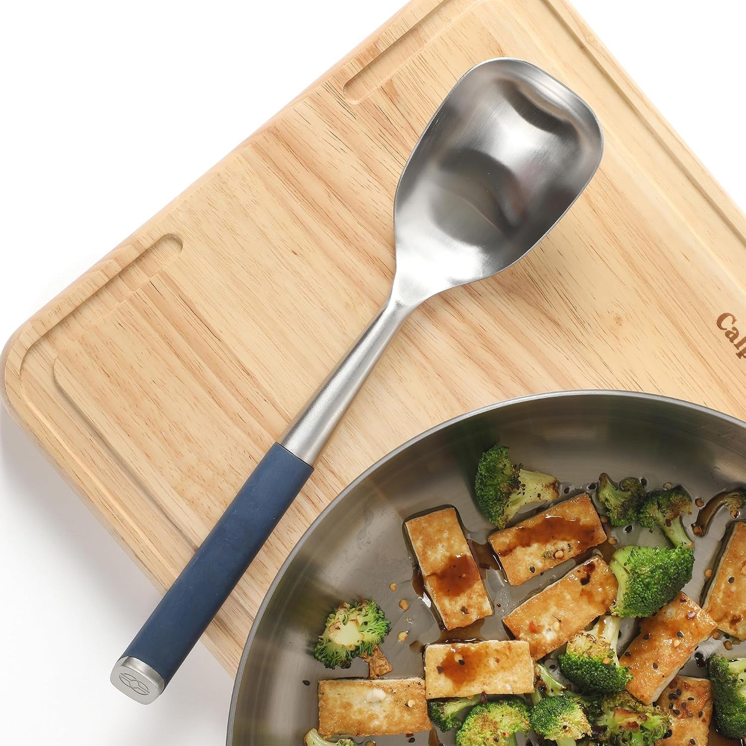calphalon-edge-cooking-spoon-cooking-utensil-spoon-stainless-steel-kitchen-spoon-with-heat-resistanc-silicone-non-slip-handle-nonstick-safe-basting-spoon-durable-kitchen-utensil-navy-blue