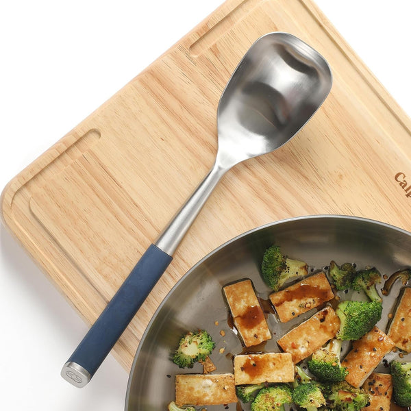 Calphalon Edge Cooking Spoon, Cooking Utensil Spoon, Stainless Steel Kitchen Spoon with Heat Resistanc Silicone Non-Slip Handle, Nonstick-Safe Basting Spoon,Durable Kitchen Utensil (Navy Blue)6