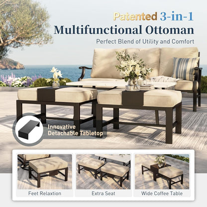 5 PCS Patio Furniture Set, Metal Couch7