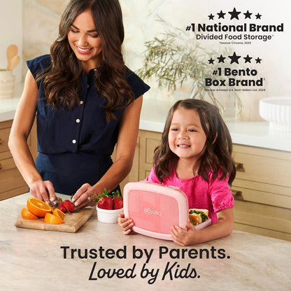 Bentgo Kids Bento-Style 5-Compartment Leak-Proof Lunch Box - Just-Right Portions Ages 3-7, Durable, Drop-Proof, Dishwasher Safe, PFAS & Bpa-Free & Made with Food-Safe Materials (Petal Pink Glitter)2