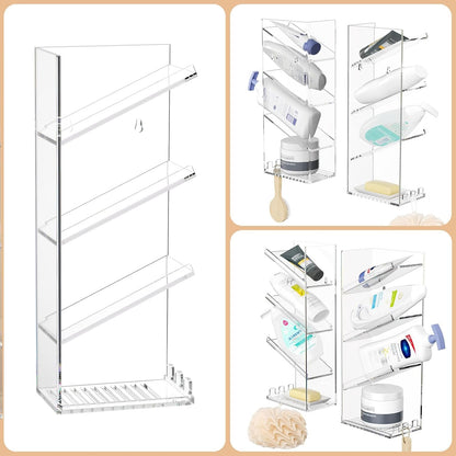 Acrylic Bathroom Organizer Caddy Shampoo Holder Combination Shelf7