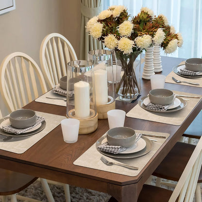 Faux Leather Placemats Set of 6, Easy to Clean, Beige2