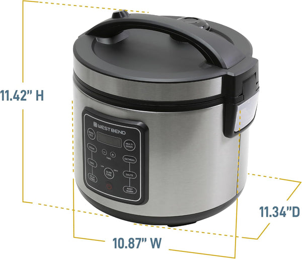 Rice & Grain Multi Cooker Programmable with 9 Preset Functions, Features Delay Start and Keep Warm Functions and Steam Basket, 20 Cups Cooked (10 Cups Uncooked), Stainless Steel8