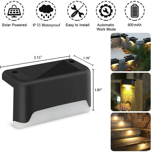 Solar Deck Lights Outdoor, 4 Pcs LED Solar Fence Lights Waterproof, Garden Decorative Solar Step Lights, LED Solar Lights for Patio Porch Stairs Yard Driveway Pathway (Warm White, 16-Pack)5