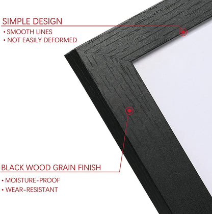 8X10 Picture Frame Set of 6,Wall or Tabletop Display,Black Woodgrain3