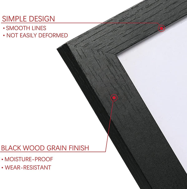 8X10 Picture Frame Set of 6,Wall or Tabletop Display,Black Woodgrain3