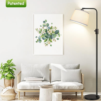 【Upgraded】 Dimmable Floor Lamp, 1000 Lumens LED Edison Bulb Included, Arc Floor Lamps for Living Room Modern Standing Lamp with Linen Shade, Tall Lamp for Bedroom Office Dining Room- Black7