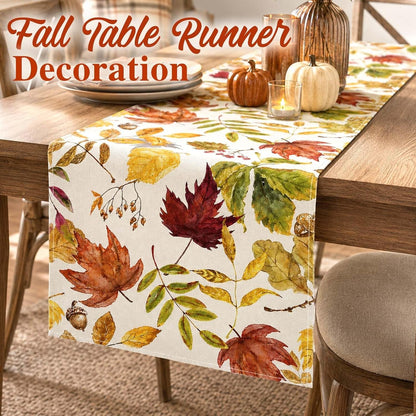 Fall Decorations for Home, Fall Maple Leaves Table Runner Linen2