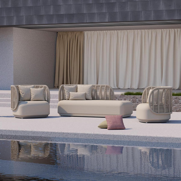 3 Pieces Outdoor Patio Furniture Set Modern Conversation Sofa Set Beige7