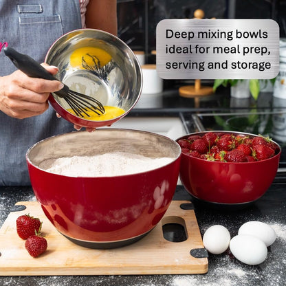 Stainless Steel Mixing Bowls Set, 3-Piece with Silicone Base3