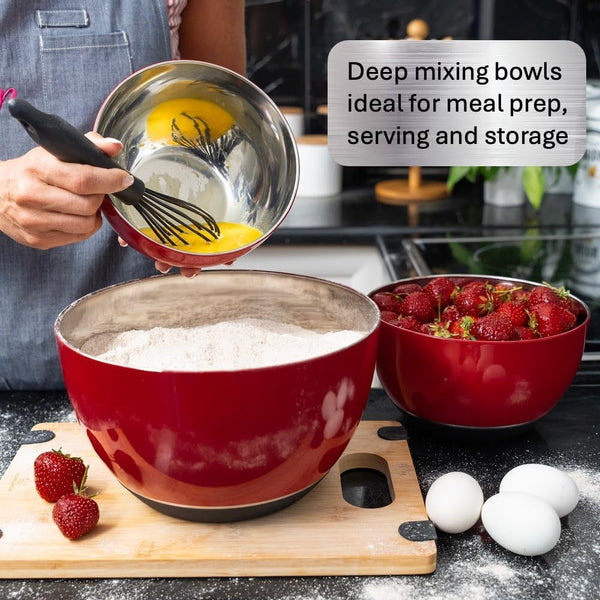 Stainless Steel Mixing Bowls Set, 3-Piece with Silicone Base3