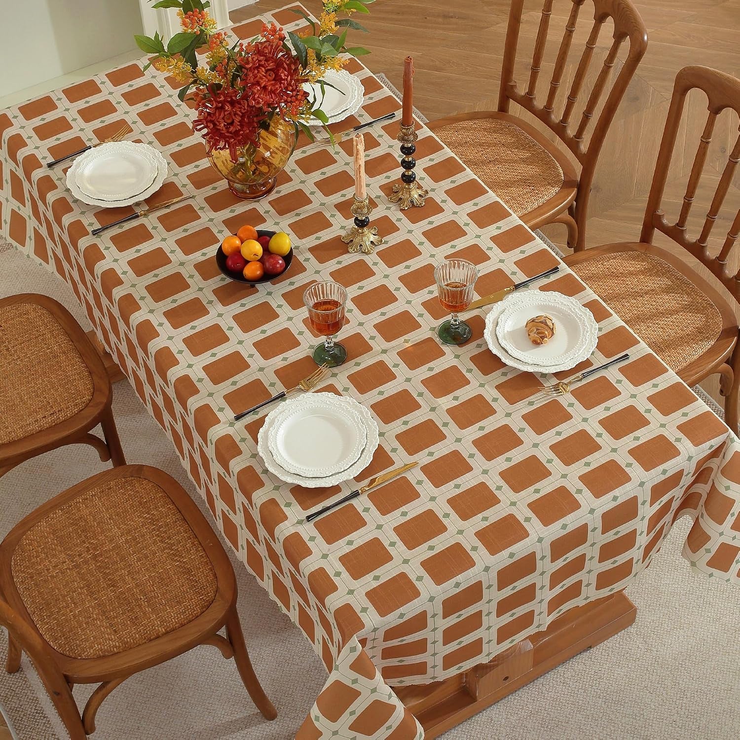 rectangle-waterproof-tablecloth-linen-textured-table-cloth-stain-and-wrinkle-resistant-washable-fabric-table-cover-for-dining-party-camping-and-outdoor-54-x-78-inch-brown-plaid