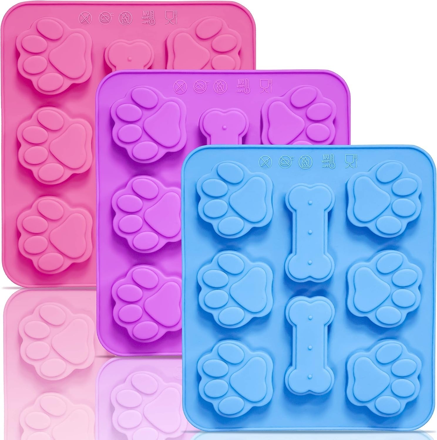 3-pack-silicone-molds-with-puppy-dog-paw-and-bone-shaped-2-in-1-reusable-non-stick-ice-cube-trays-flexible-candy-chocolate-molds-for-homemade-dog-treats-pudding-jelly-baking-biscuits