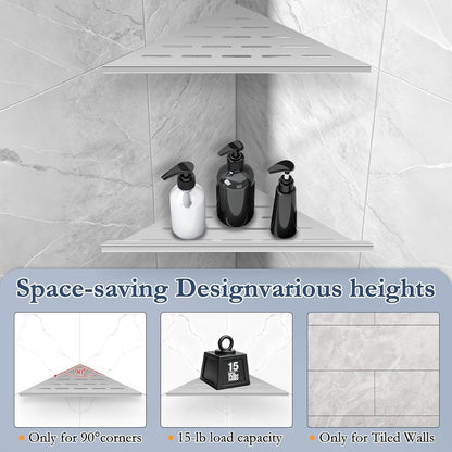 10'' Brushed Nickel Corner Shower Shelves Bathroom Corner Shelf,304 Grade Stainless Steel Slot Design Recessed Corner Shelves Suitable for Tiled Wall,2-Pack2