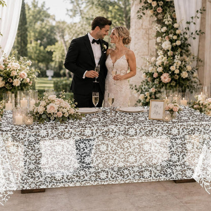 3 Pack White Lace Tablecloth Rectangle Lace Table Cover 54X108 Inch6