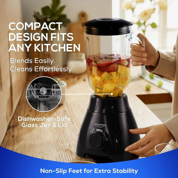 550W Mass Vital Blender - Glass Jar 57 Oz/1.8 Quart/1.7 Liter - 7-Cup, 2 Speed + Pulse Function and 4 Stainless Steel Blade with Chrome Steel Technology6