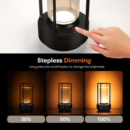 Rechargeable Cordless Small Metal Table Lamp, Stepless Dimming, 3-Color5