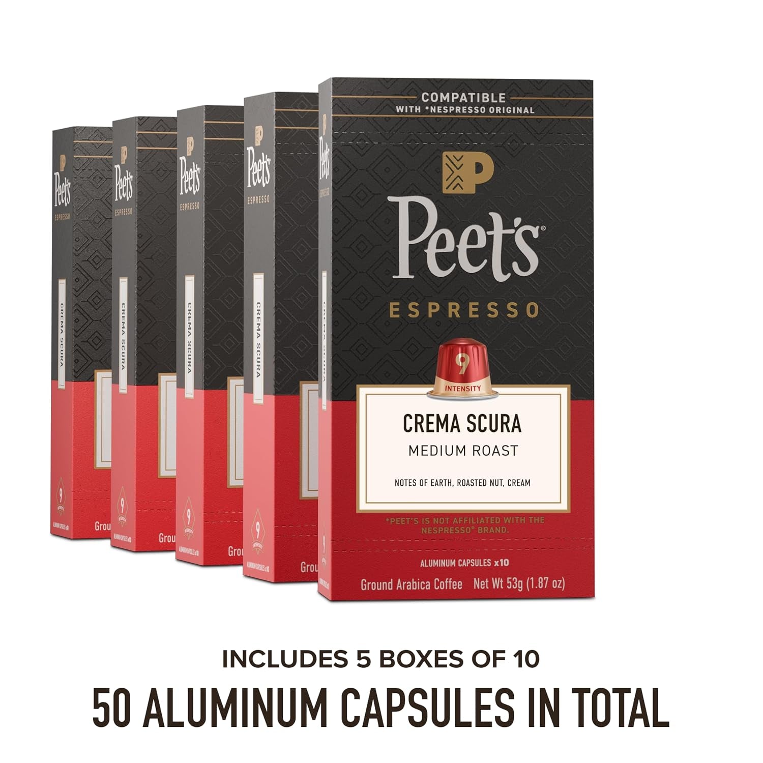 peets-coffee-medium-roast-espresso-capsules-compatible-with-nespresso-original-machine-100-arabica-coffee-crema-scura-intensity-9-50-count-5-boxes-of-10-espresso-capsules