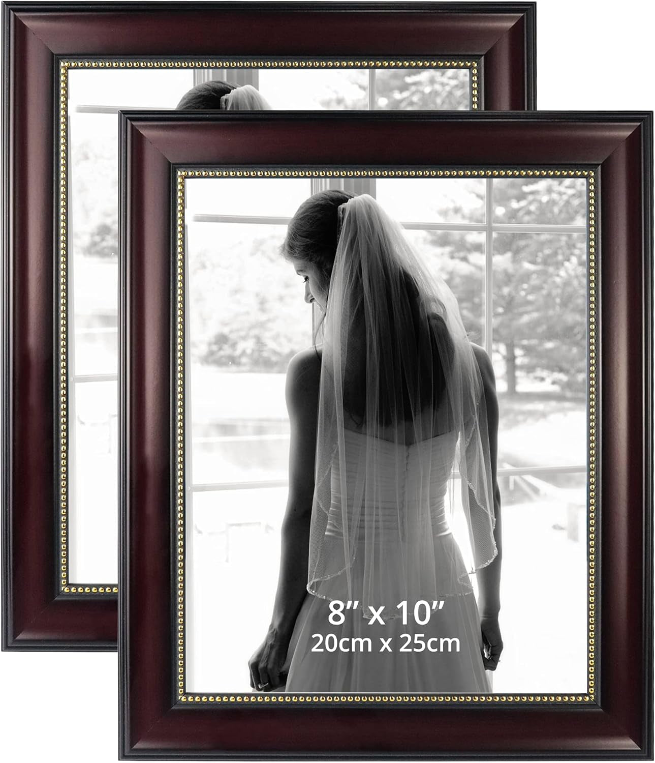 8x10-picture-frames-real-glass-display-photos-for-wall-or-tabletop-mahogany-with-gold-beads-2-pack