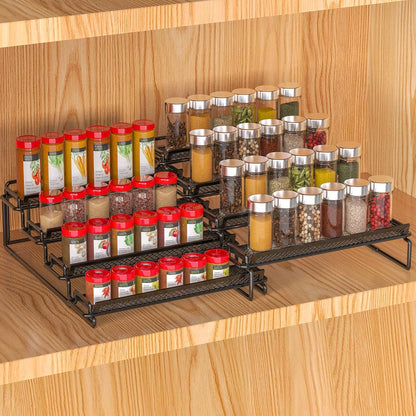 2 Pack Spice Rack Organizer for Cabinet, 4 Tier Black (S&L) Seasoning Organizer Rack for inside Cabinets, Countertop, Pantry Storage1