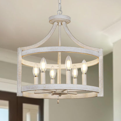 6-Light Farmhouse Chandelier, Vintage Dining Room Light Fixture1