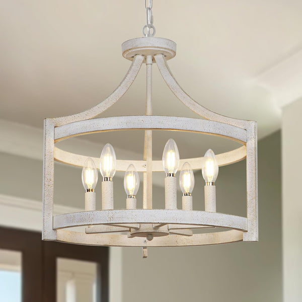 6-Light Farmhouse Chandelier, Vintage Dining Room Light Fixture1