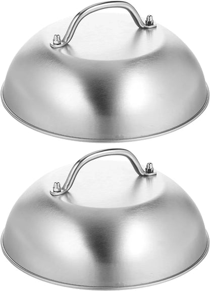 2 Pcs 9 Inch Stainless Steel Griddle Melting Cheese Dome Wok Lids- Commercial Grade Basting and Steaming Cover- Best for Use in Flat Top Grills1