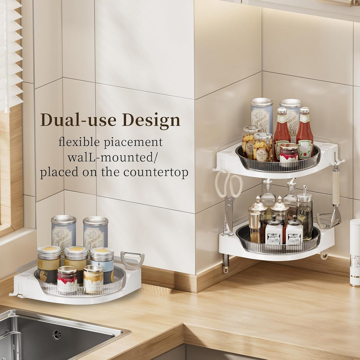 corner-shower-2-tier-caddy-lazy-susan-organizer-360-rotating-corner-shelf-wall-mounted-with-no-drilling-shelves-for-bathroom-dorm-and-kitchen-white