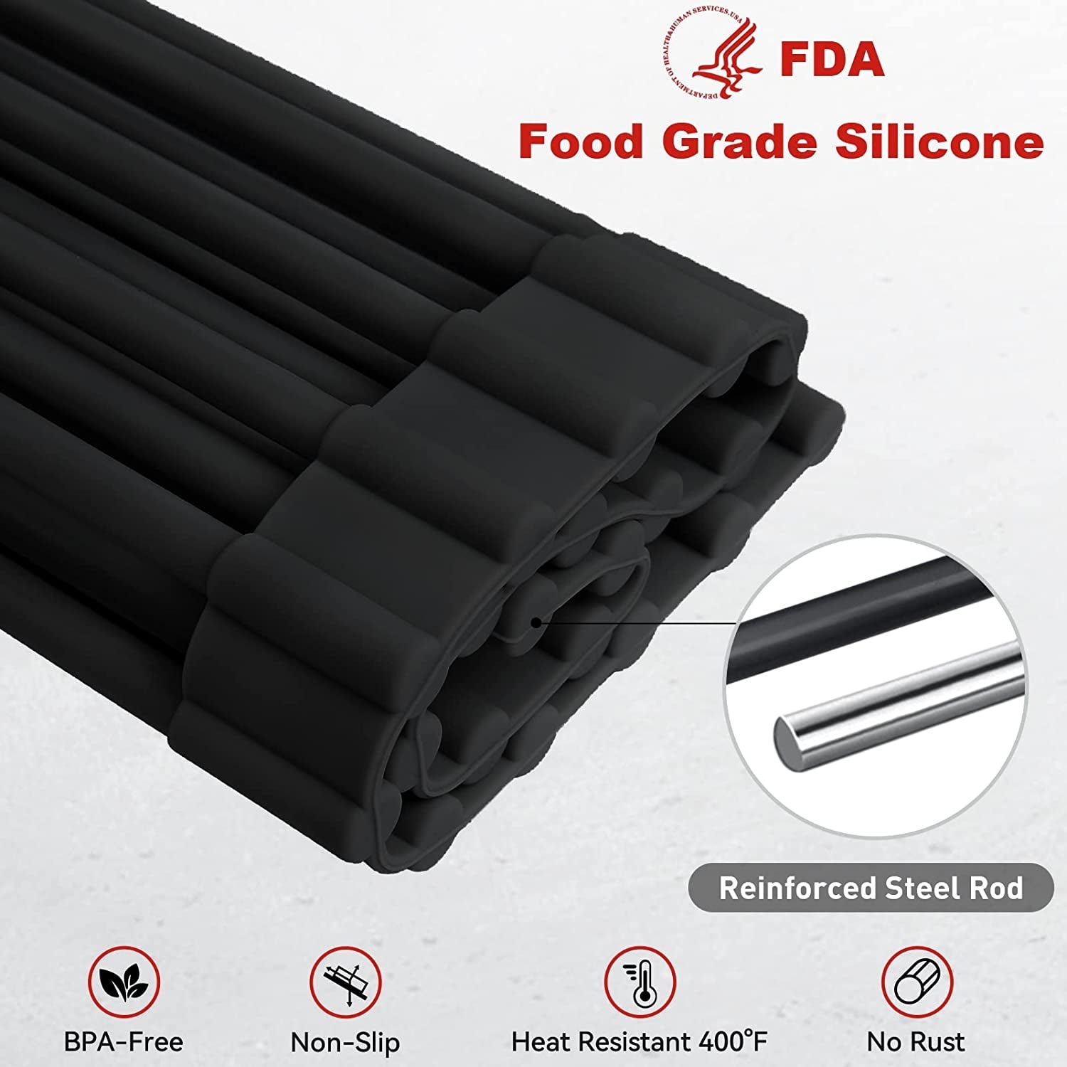 roll-up-dish-drying-rack-silicone-wrapped-over-the-sink-dish-drying-rack-multipurpose-foldable-sink-drying-mat-anti-slip-anti-rust-dish-rack-for-kitchen-17-5-x-13-black