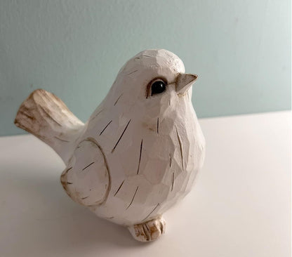 NEW White Modern Farmhouse Bird Figurine, Bird Statue Sculpture - Carved Rustic Distressed Animal Bird Ornaments - Home Decor Accents Collectible Bird Figurine | Spring3