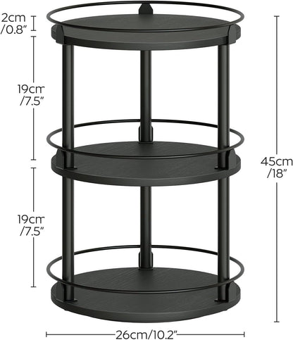 3-Tier Lazy Susan Organizer, Rotating Spice Rack, Spinning Organizer, Industrial Turntable Spice Rack Organizer for Cabinet, Kitchen Countertop, Pantry, Black SR23BK9