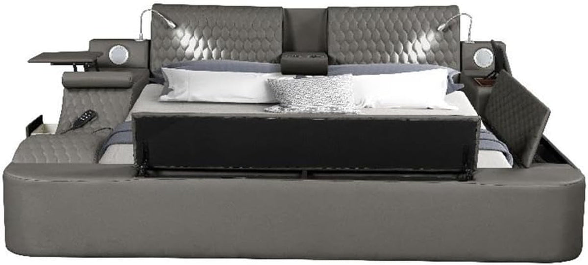 smart-multifunctional-queen-size-bed-wood-frame-gray-upholstery-massage-chaise-usb-charging-storage-drawers-led-lights-bluetooth-speakers-modern-design-for-bedroom-comfort-and