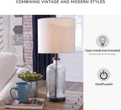 Signature Design by Ashley Bandile Seeded Glass Bedside Table Lamp, Bronze4