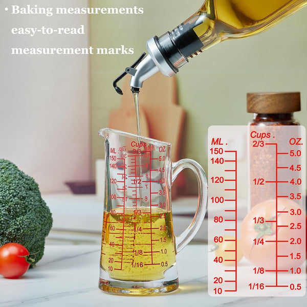 Ackers Glass Measuring Cup 5 Oz/150Ml Shot Glass Measuring Cup with V-Spout,Insulated Handle3