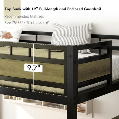 Heavy Duty Loft Bed Twin Size Bunk Bed with Storage Cabinet, Black7