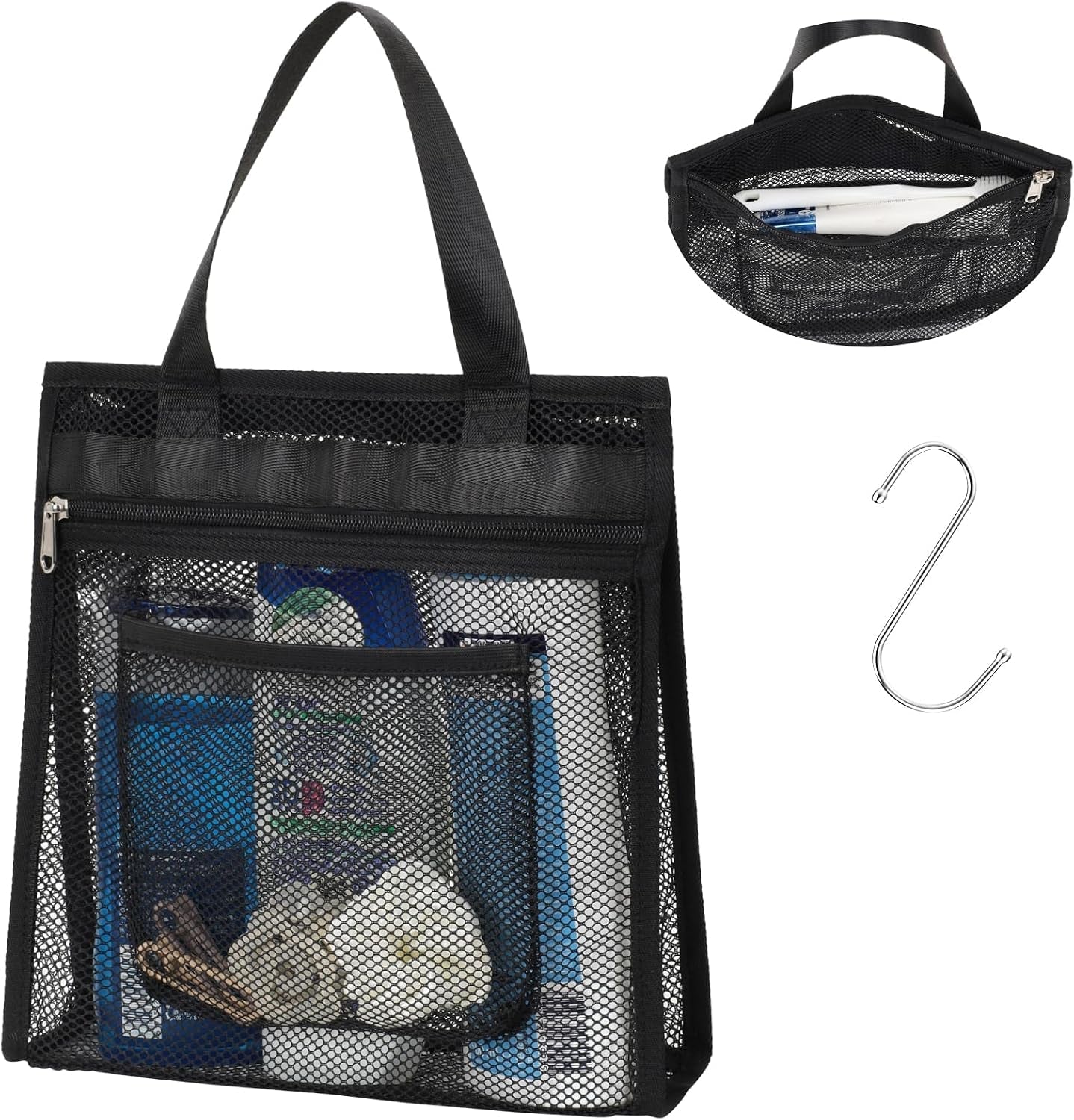 small-mesh-shower-caddy-portable-zipper-gym-shower-bag-for-travel-black