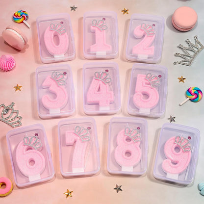 Pink Crown Number 3 Birthday Candle, 3Rd Birthday Crown Girl, Princess Cake Topper, Anniversary Celebrations Party Supplies8