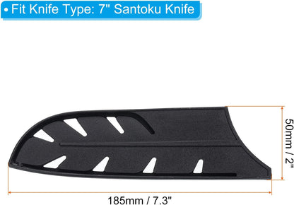 Plastic Safety Knife Cover Sleeves for 7" Santoku Knife, 2 Pack Knives Edge Guard Blade Protector Universal Knife Sheath for Kitchen, Black2