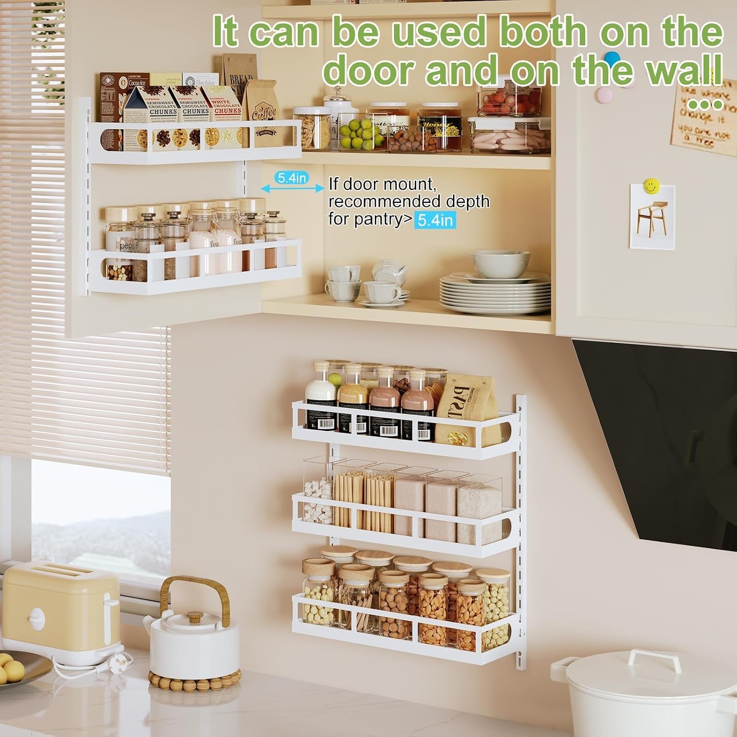 wall-mount-spice-rack-organizer-5-tier-height-adjustable-hanging-spice-shelf-storage-for-kitchen-pantry-cabinet-door-dual-use-seasoning-holder-rack-with-hooks-white