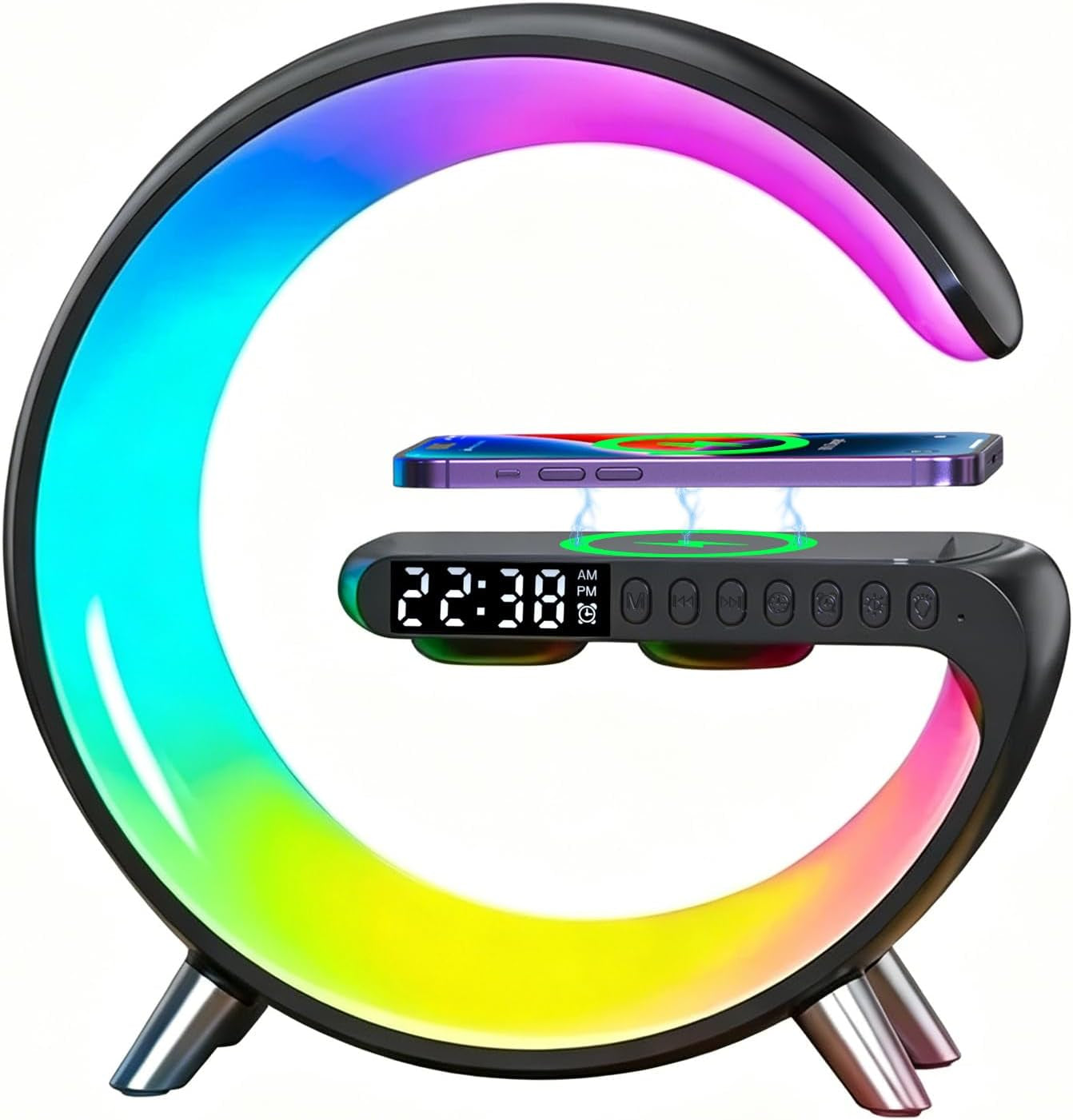 4-in-1-smart-led-table-lamp-alarm-clock-bluetooth-speaker-wireless-charger-app-control-night-light-bedside-lamp-with-fast-charging-station-for-bedroom-home-decor-family-teen-girls-boys-gifts