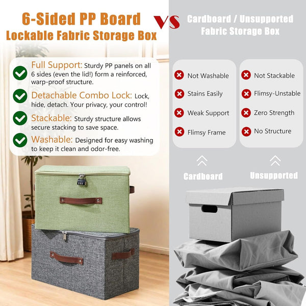 Lockable Storage Bins Box with Zipper Lid Combination Lock3